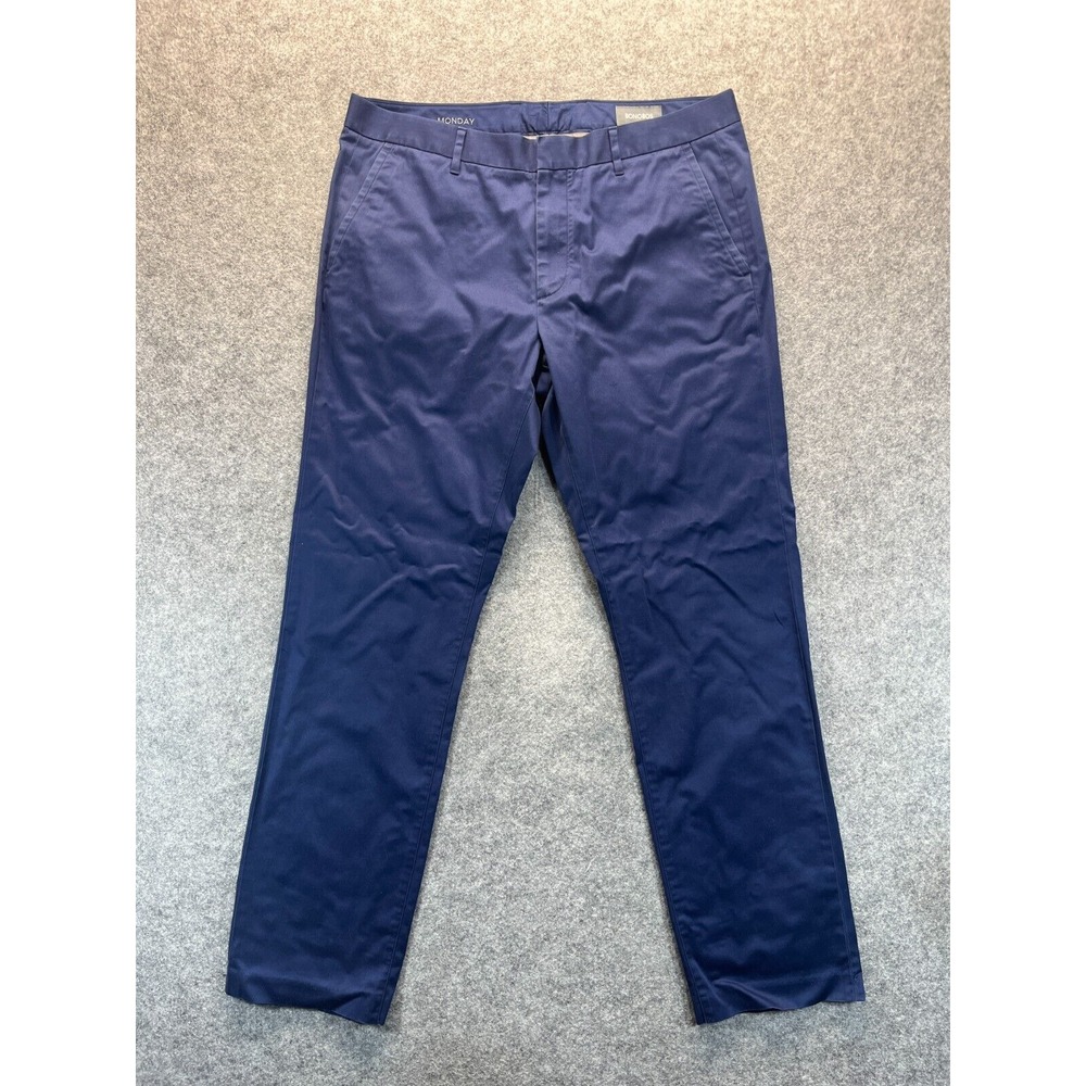 Bonobos Men's 35x32 Monday Blue Chino Pants Slim Fit Dress‎ Pants